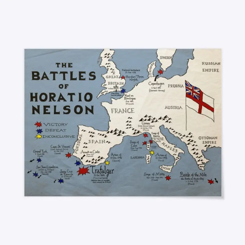 The Battles of Horatio Nelson map poster